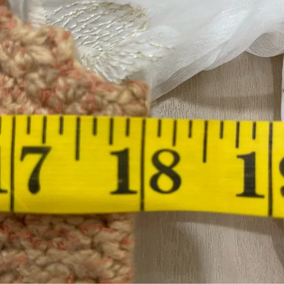 Anthropologie Layered Sweater Vest Blouse Tan White Sheer Floral Women's Medium - Picture 13 of 16